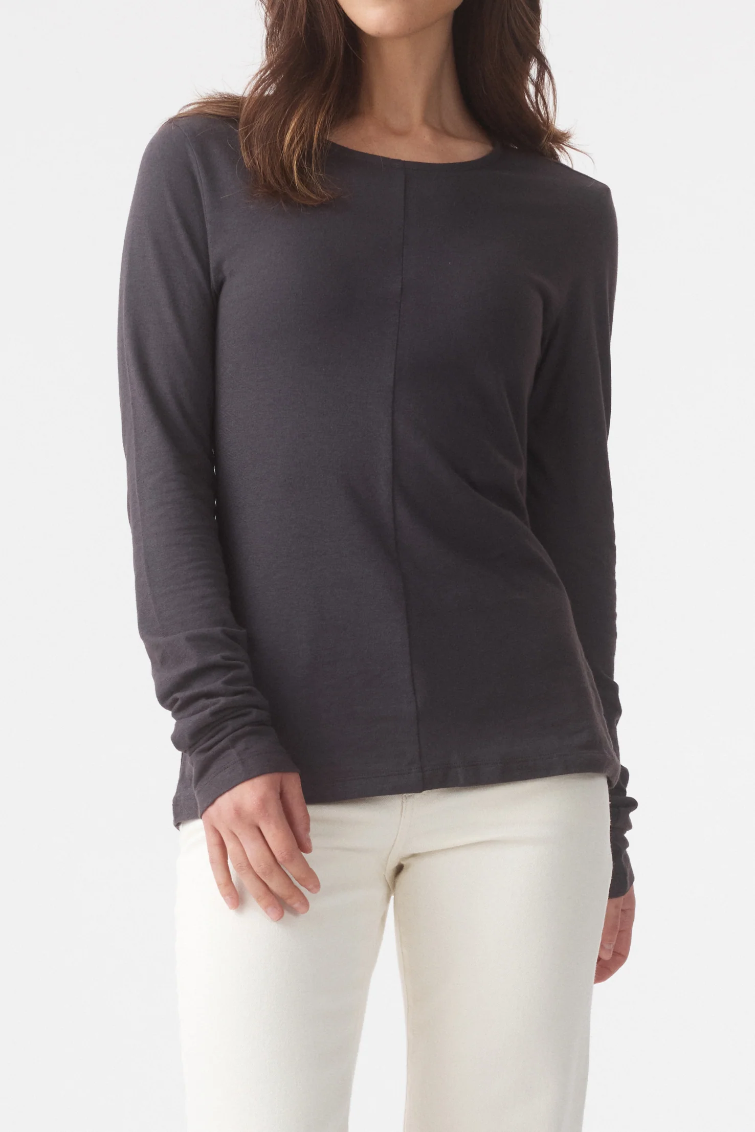 Long Sleeve Drape Top Charcoal